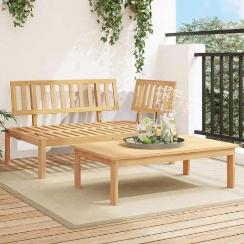 ChicAbode 2-TLG. Garten-Sofagarnitur aus Paletten Massivholz Akazie Braun Eckteil Tisch Hellbraun von ChicAbode