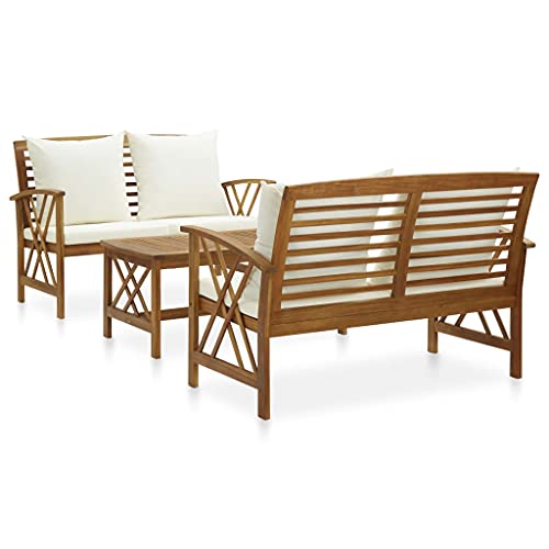 ChicAbode 3-TLG. Garten-Lounge-Set mit Auflagen Massivholz Akazie von ChicAbode