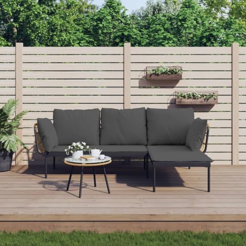 ChicAbode 3-TLG. Garten-Lounge-Set mit Kissen Dunkelgrau Poly Rattan von ChicAbode