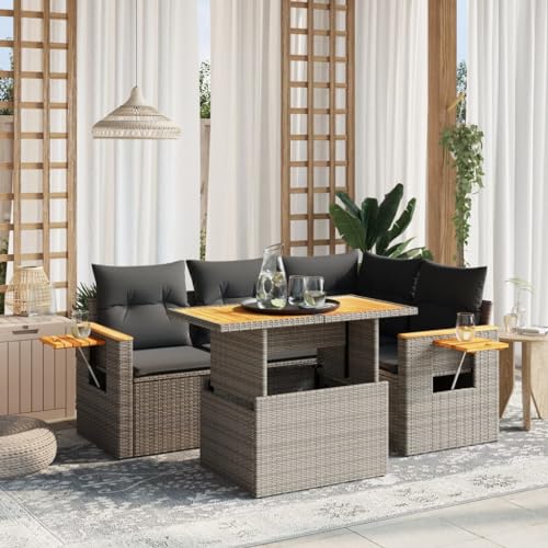ChicAbode 5-TLG. Garten-Sofagarnitur mit Kissen Grau Poly Rattan von ChicAbode