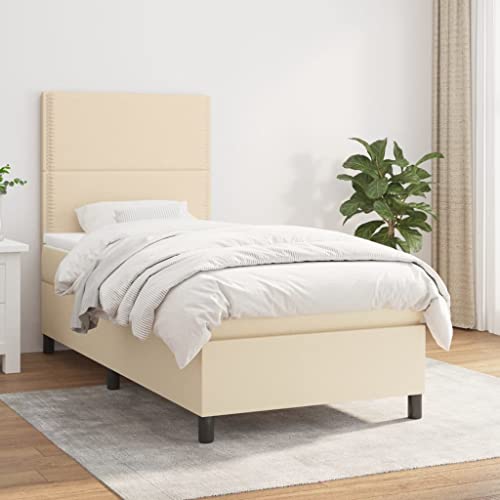 ChicAbode Boxspringbett mit Matratze Creme 100x200 cm Stoff von ChicAbode