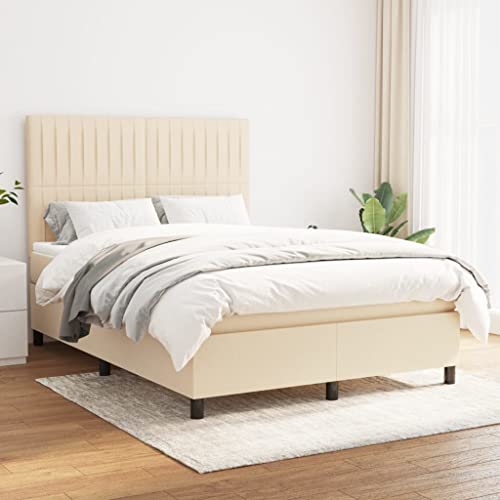 ChicAbode Boxspringbett mit Matratze Creme 140x200 cm Stoff von ChicAbode