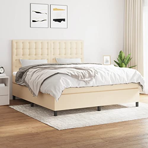 ChicAbode Boxspringbett mit Matratze Creme 180x200 cm Stoff von ChicAbode