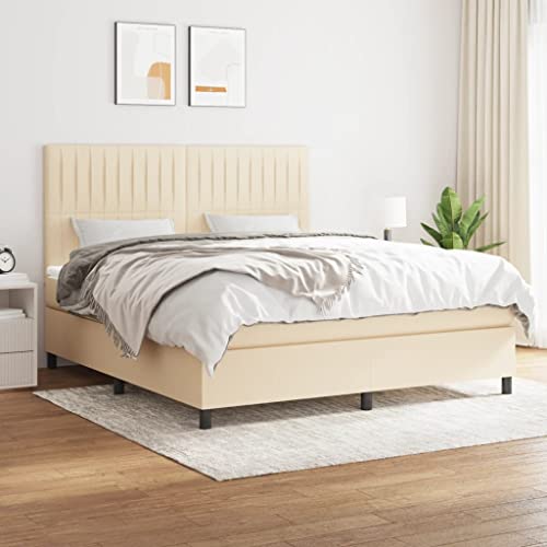 ChicAbode Boxspringbett mit Matratze Creme 180x200 cm Stoff von ChicAbode