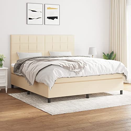ChicAbode Boxspringbett mit Matratze Creme 180x200 cm Stoff von ChicAbode