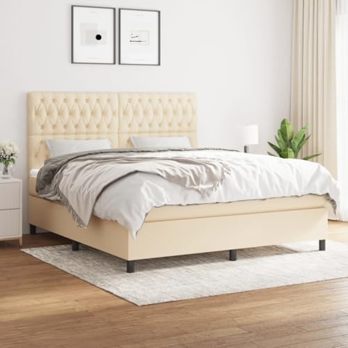 ChicAbode Boxspringbett mit Matratze Creme 180x200 cm Stoff von ChicAbode