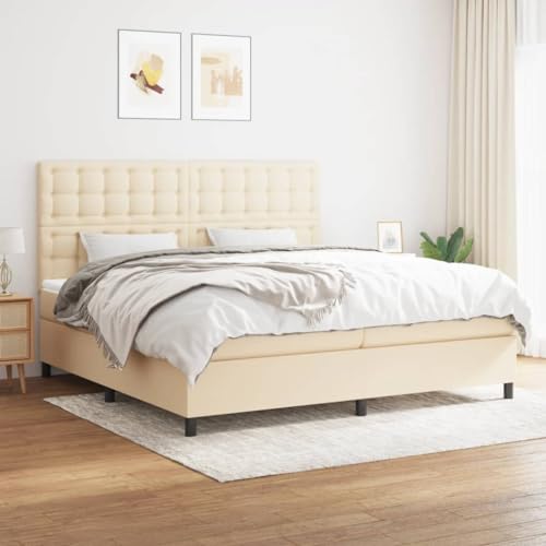 ChicAbode Boxspringbett mit Matratze Creme 200x200 cm Stoff von ChicAbode