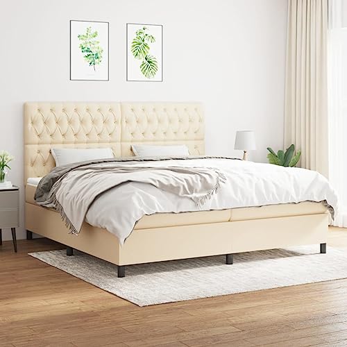 ChicAbode Boxspringbett mit Matratze Creme 200x200 cm Stoff von ChicAbode