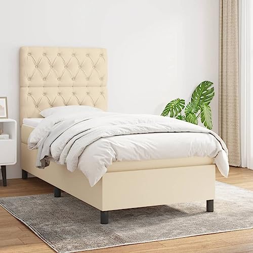 ChicAbode Boxspringbett mit Matratze Creme 80x200 cm Stoff von ChicAbode