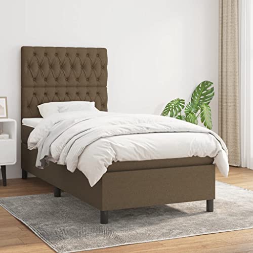 ChicAbode Boxspringbett mit Matratze Dunkelbraun 100x200 cm Stoff von ChicAbode