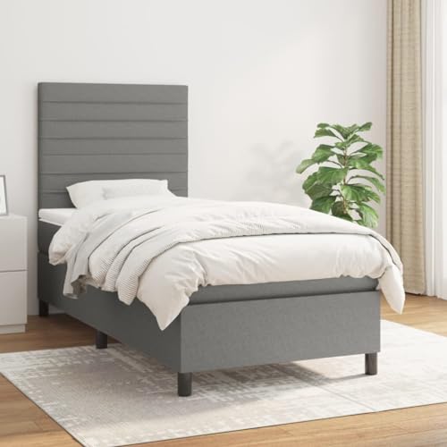 ChicAbode Boxspringbett mit Matratze Dunkelgrau 100x200 cm Stoff von ChicAbode