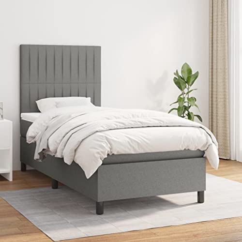 ChicAbode Boxspringbett mit Matratze Dunkelgrau 90x190 cm Stoff von ChicAbode