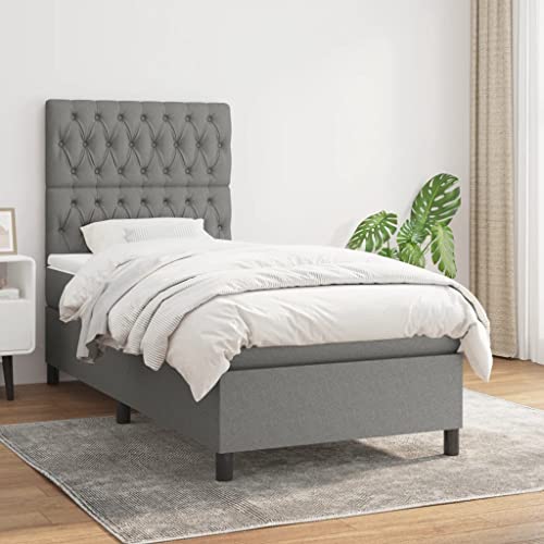 ChicAbode Boxspringbett mit Matratze Dunkelgrau 90x200 cm Stoff von ChicAbode