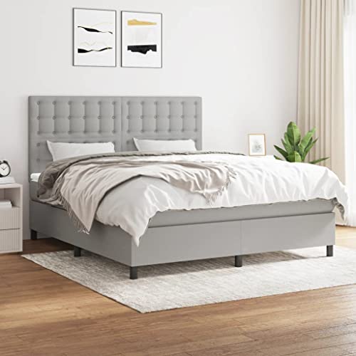 ChicAbode Boxspringbett mit Matratze Hellgrau 160x200 cm Stoff von ChicAbode