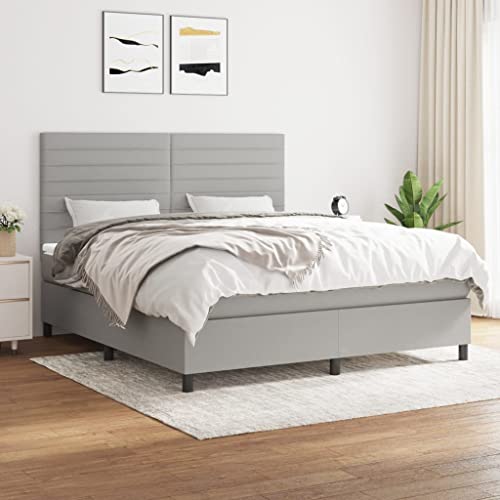ChicAbode Boxspringbett mit Matratze Hellgrau 180x200 cm Stoff von ChicAbode