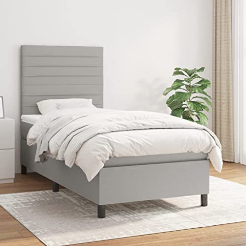 ChicAbode Boxspringbett mit Matratze Hellgrau 80x200 cm Stoff von ChicAbode