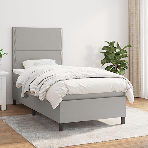 ChicAbode Boxspringbett mit Matratze Hellgrau 90x190 cm Stoff von ChicAbode