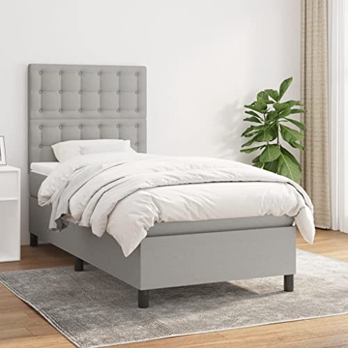 ChicAbode Boxspringbett mit Matratze Hellgrau 90x200 cm Stoff von ChicAbode