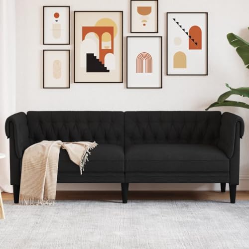 ChicAbode Chesterfield-Sofa 3-Sitzer Schwarz Stoff Polstersofa mit Stützbeinen, Loungesofa Designsofa für Wohnzimmer, Couch Wohnzimmersofa ChicAbode Chesterfield-Sofa 3-Sitzer Schwarz Stoff Polstersofa mit Stützbeinen, Loungesofa Designsofa für Wohnzimmer, Couch Wohnzimmersofa von ChicAbode