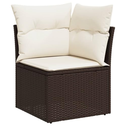ChicAbode Garten-Ecksofa mit Kissen Braun Poly Rattan Terrassensofa mit abnehmbarem waschbarem Bezug, Gartenmöbel Terrassenmöbel von ChicAbode