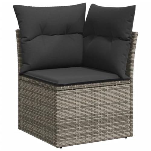 ChicAbode Garten-Ecksofa mit Kissen Grau Poly Rattan Terrassensofa mit abnehmbarem waschbarem Bezug, Gartenmöbel Terrassenmöbel von ChicAbode