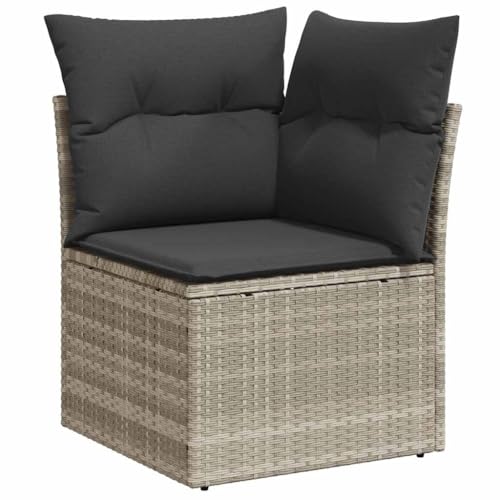 ChicAbode Garten-Ecksofa mit Kissen Hellgrau Poly Rattan Terrassensofa mit abnehmbarem waschbarem Bezug, Gartenmöbel Terrassenmöbel von ChicAbode