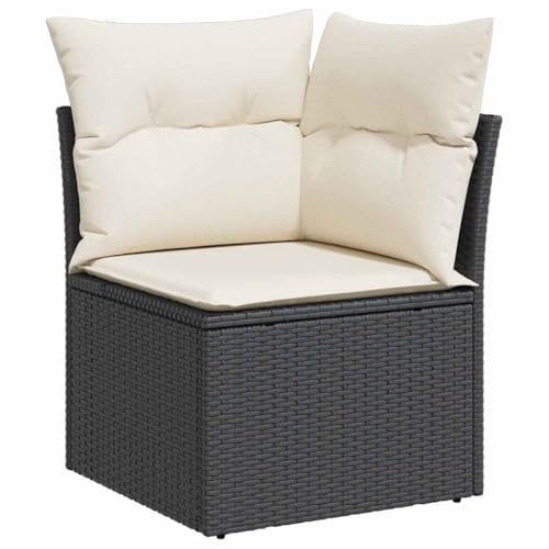 ChicAbode Garten-Ecksofa mit Kissen Schwarz Poly Rattan Terrassensofa mit abnehmbarem waschbarem Bezug, Gartenmöbel Terrassenmöbel von ChicAbode