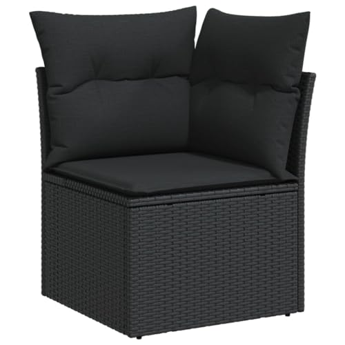 ChicAbode Garten-Ecksofa mit Kissen Schwarz Poly Rattan Terrassensofa mit abnehmbarem waschbarem Bezug, Gartenmöbel Terrassenmöbel von ChicAbode