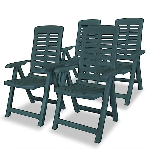ChicAbode Garten-Liegestühle 4 STK. Kunststoff Gartenstuhl Verstellbar Witterungsbeständig Hochlehner Klappstuhl Liegestuhl Klappsessel Gartenstühle Stuhl Stühle Grün von ChicAbode