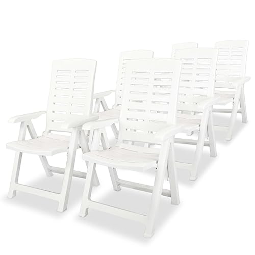 ChicAbode Garten-Liegestühle 6 STK. Kunststoff Gartenstuhl Verstellbar Witterungsbeständig Hochlehner Klappstuhl Liegestuhl Klappsessel Gartenstühle Stuhl Stühle Weiß von ChicAbode