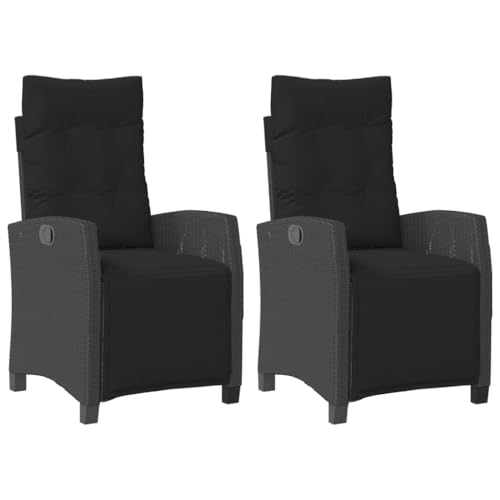 ChicAbode Gartensessel mit Fußteil 2 STK. Verstellbar Schwarz Poly Rattan Gartenstuhl,Garten Liegestuhl Sessel Relaxsessel Gartenmöbel von ChicAbode
