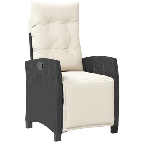 ChicAbode Gartensessel mit Fußteil Verstellbar Schwarz Poly Rattan Gartenstuhl Garten Liegestuhl Sessel Relaxsessel Gartenmöbel von ChicAbode