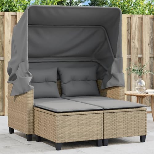 ChicAbode Gartensofa 2-Sitzer mit Dach und Hockern Beige Poly Rattan Gartebmöbel Gartengarnitur mit Vordach ChicAbode Gartensofa 2-Sitzer mit Dach und Hockern Beige Poly Rattan Gartebmöbel Gartengarnitur mit Vordach von ChicAbode