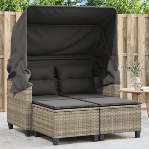 ChicAbode Gartensofa 2-Sitzer mit Dach und Hockern Hellgrau Poly Rattan ChicAbode Gartensofa 2-Sitzer mit Dach und Hockern Hellgrau Poly Rattan von ChicAbode
