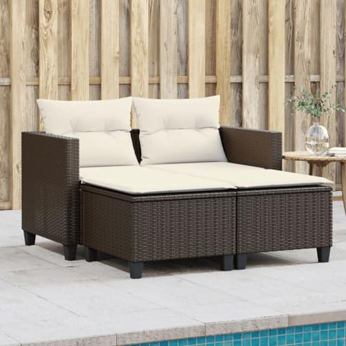 ChicAbode Gartensofa 2-Sitzer mit Hockern Braun Poly Rattan ChicAbode Gartensofa 2-Sitzer mit Hockern Braun Poly Rattan von ChicAbode