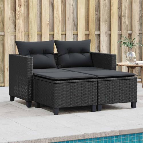 ChicAbode Gartensofa 2-Sitzer mit Hockern Schwarz Poly Rattan Gartebmöbel Gartengarnitur ohne Vordach ChicAbode Gartensofa 2-Sitzer mit Hockern Schwarz Poly Rattan Gartebmöbel Gartengarnitur ohne Vordach von ChicAbode