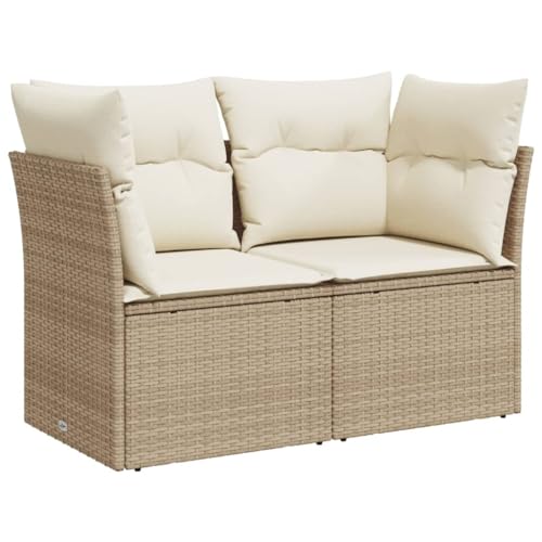 ChicAbode Gartensofa mit Kissen 2-Sitzer Beige Poly Rattan Terrassensofa mit abnehmbarem waschbarem Bezug, Gartenmöbel Terrassenmöbel von ChicAbode