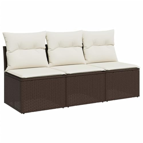 ChicAbode Gartensofa mit Kissen 3-Sitzer Braun Poly Rattan Terrassensofa mit abnehmbarem waschbarem Bezug, Gartenmöbel Terrassenmöbel ChicAbode Gartensofa mit Kissen 3-Sitzer Braun Poly Rattan Terrassensofa mit abnehmbarem waschbarem Bezug, Gartenmöbel Terrassenmöbel von ChicAbode