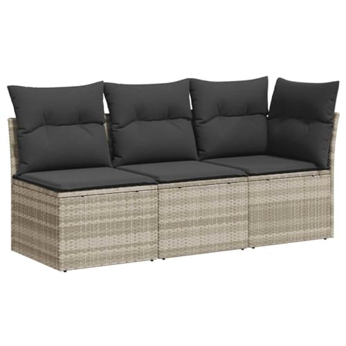 ChicAbode Gartensofa mit Kissen 3-Sitzer Hellgrau Poly Rattan Terrassensofa mit abnehmbarem waschbarem Bezug, Gartenmöbel Terrassenmöbel von ChicAbode