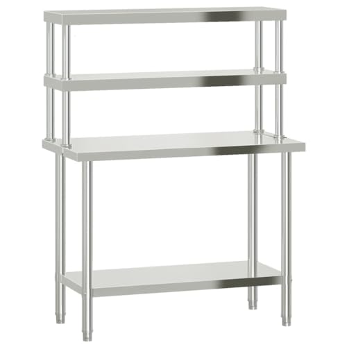 ChicAbode Küchen-Arbeitstisch mit Aufsatzboard 110x55x150 cm Edelstahl von ChicAbode