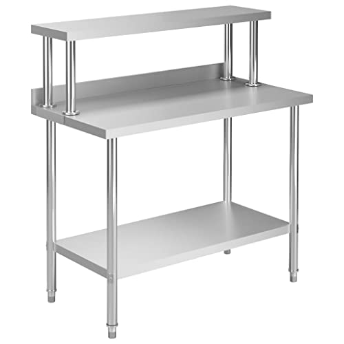 ChicAbode Küchen-Arbeitstisch mit Aufsatzboard 120×60×120 cm Edelstahl von ChicAbode