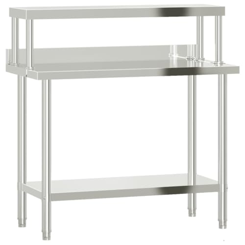 ChicAbode Küchen-Arbeitstisch mit Aufsatzboard Küchenregale Schränke 110x55x120 cm Edelstahl von ChicAbode