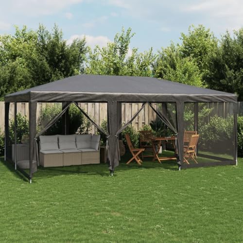 ChicAbode Partyzelt mit 10 Mesh-Seitenteilen Anthrazit 6x4 m HDPE von ChicAbode