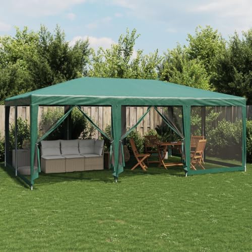 ChicAbode Partyzelt mit 10 Mesh-Seitenteilen Grün 6x4 m HDPE von ChicAbode
