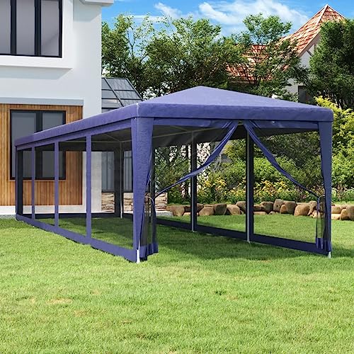 ChicAbode Partyzelt mit 10 Mesh-Seitenwänden Blau 3x12 m HDPE von ChicAbode