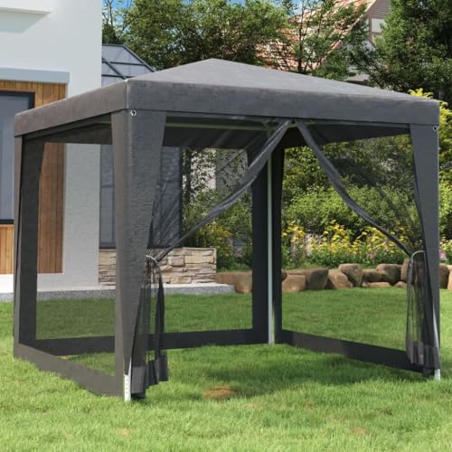 ChicAbode Partyzelt mit 4 Mesh-Seitenwänden Anthrazit 2,5x2,5 m HDPE von ChicAbode