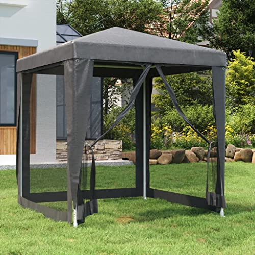 ChicAbode Partyzelt mit 4 Mesh-Seitenwänden Anthrazit 2x2 m Gartenzelt Festzelt Pavillon Gartenpavillon Gazebo Gartenlaube Bierzelt Camping HDPE von ChicAbode