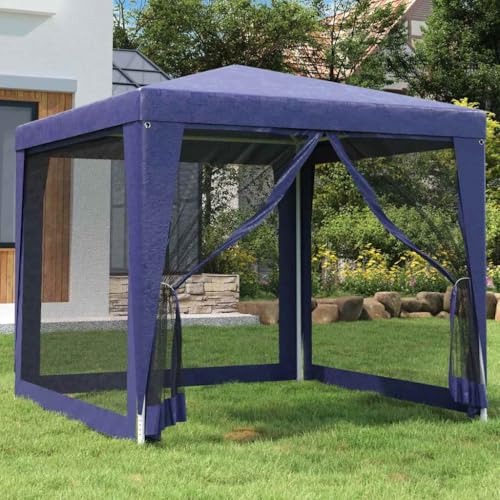 ChicAbode Partyzelt mit 4 Mesh-Seitenwänden Blau 2,5x2,5 m HDPE von ChicAbode