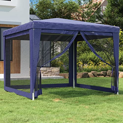 ChicAbode Partyzelt mit 4 Mesh-Seitenwänden Blau 3x3 m HDPE von ChicAbode