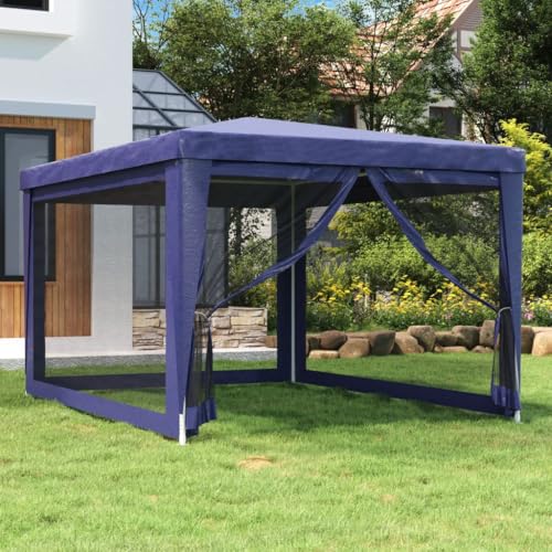 ChicAbode Partyzelt mit 4 Mesh-Seitenwänden Blau 3x4 m HDPE von ChicAbode